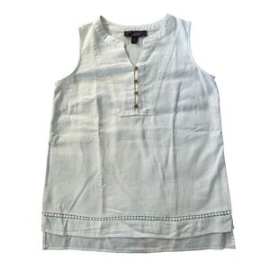 Gloria Vanderbilt Tank Women XL White Casuals Linen Blend Sleeveless